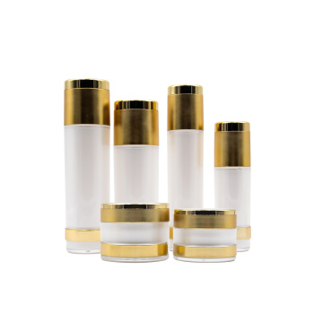 gold luxury empty bottle plastic face cream serum jar acrylic airless pump bottle lotion bottles for cosmetic packaging